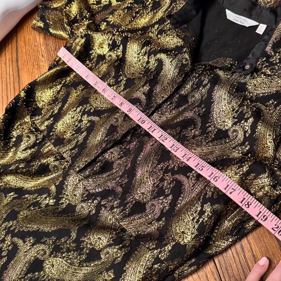 Stockholm Atelier & Other Stories Metallic Paisley Dress Sz 10 Gold Brocade Midi - Picture 6 of 9